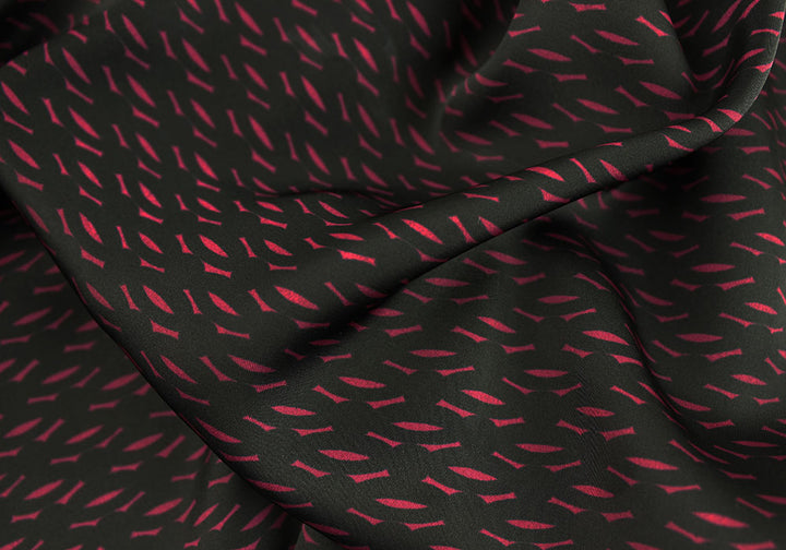 Fuchsia Geometric Nightscape Polyester (Made in Italy)