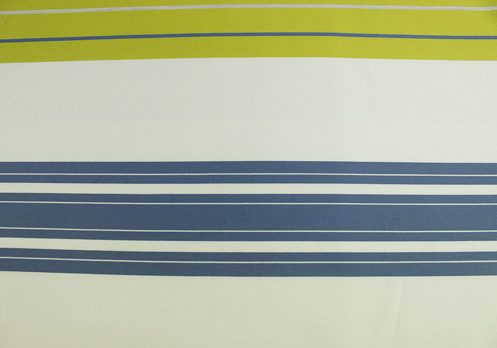 63" Panel - Cabana Chartreuse & Washed Denim Blue Striped Polyester Blend (Made in Italy)