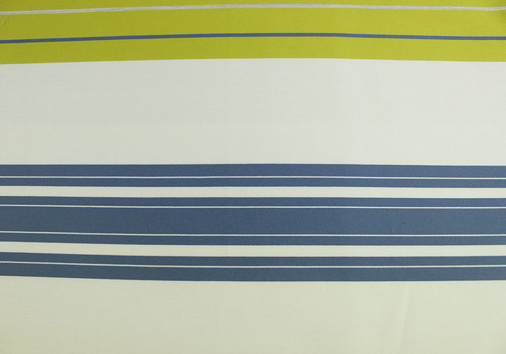 63" Panel - Cabana Chartreuse & Washed Denim Blue Striped Polyester Blend (Made in Italy)