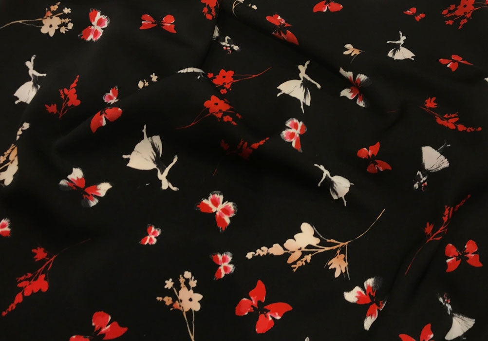 Blouse-Weight Ballet & Butterflies Polyester (Made in Italy)