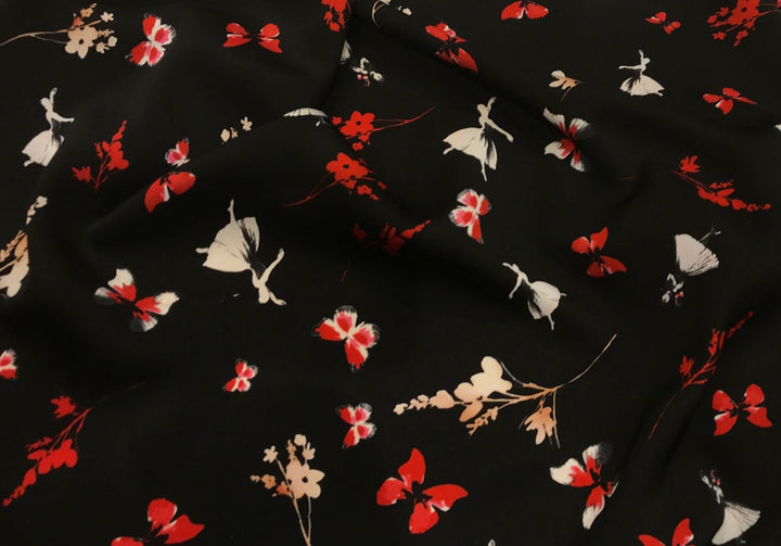 Blouse-Weight Ballet & Butterflies Polyester (Made in Italy)