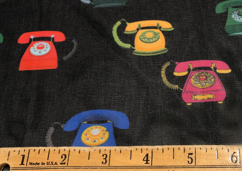 Rainbow Retro Dial Phones Polyester Chiffon (Made in Italy)