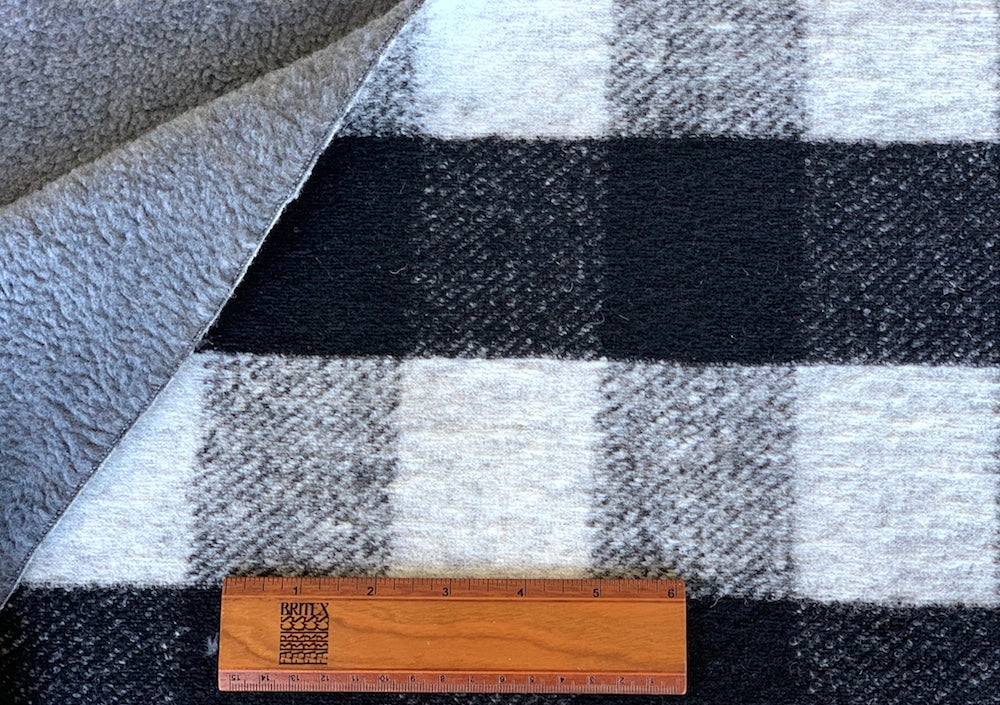 Reversible Buffalo Check Polyester Sherpa Coating (Made in Italy)