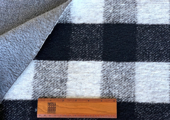 Reversible Buffalo Check Polyester Sherpa Coating (Made in Italy)