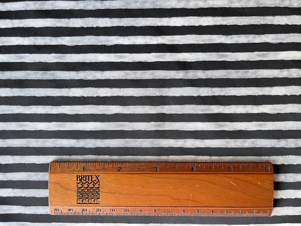 Striped Heathered Grey & Black Polyester Taffeta (Made in Italy)