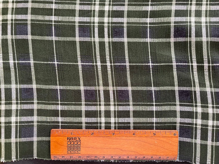 Sheer Pine Plaid Crinkled Polyester Chiffon (Made in Italy)