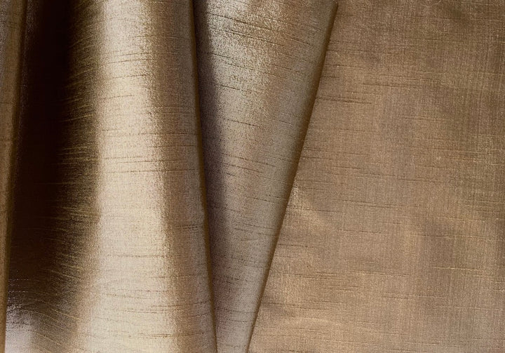 Slubbed & Subtle Metallic Antique Bronze Polyester Dupioni