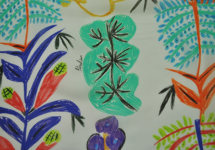 Parakian Signature Fantastical Tropical Forest Rayon Chiffon (Made in Italy)