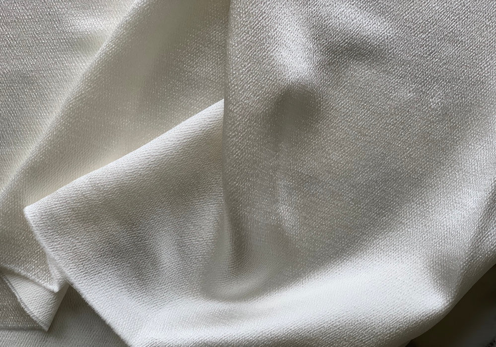 Designer Silk White Pebbled Rayon Blend  (Made in Italy)
