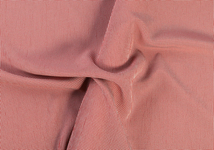 Red & Eggshell Micro-Check Rayon (Made in Italy)
