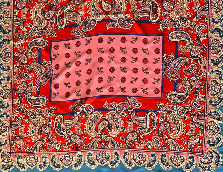 34" Scarf Panel - Cherry Paisley Viscose (Made in Italy)