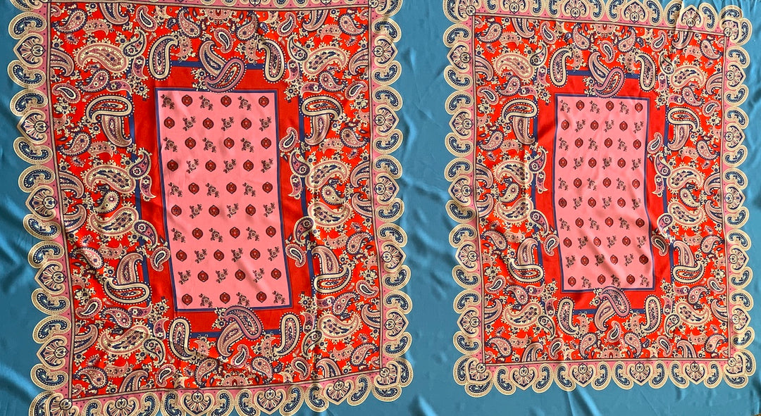 34" Scarf Panel - Cherry Paisley Viscose (Made in Italy)