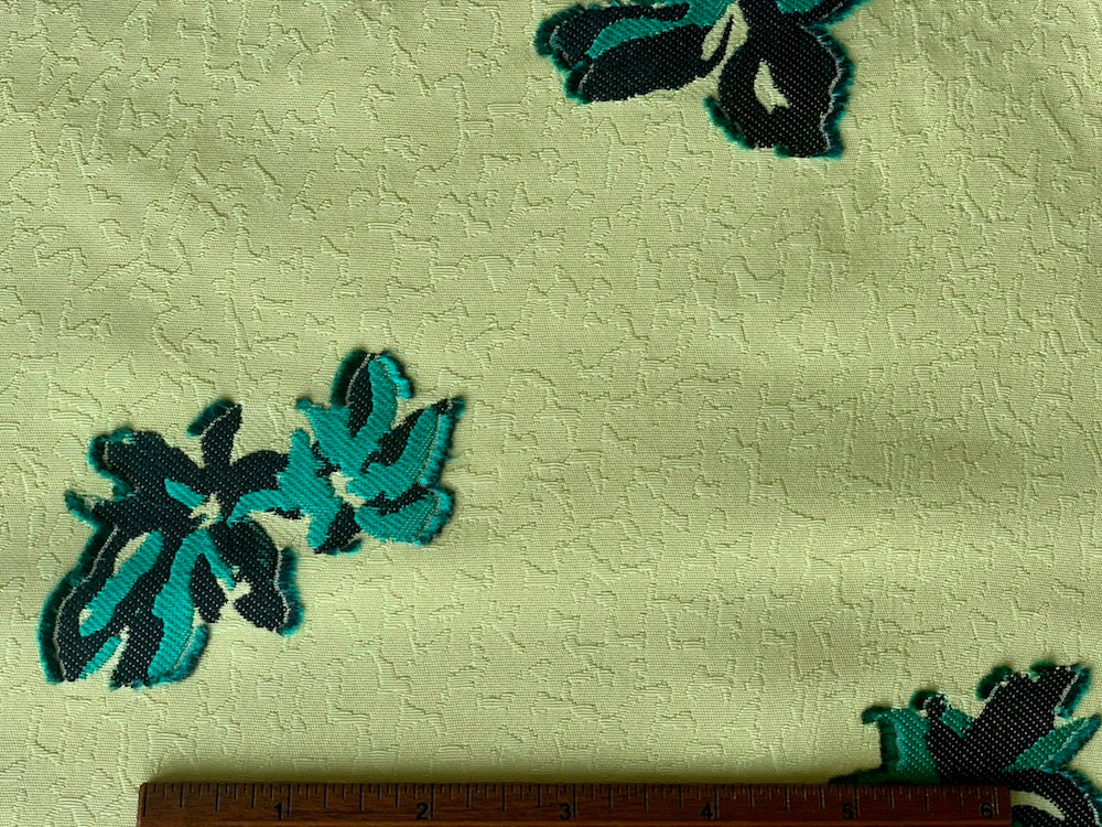 Sunshine Yellow Mock Appliqué Floral Viscose Blend Brocade (Made in Italy)