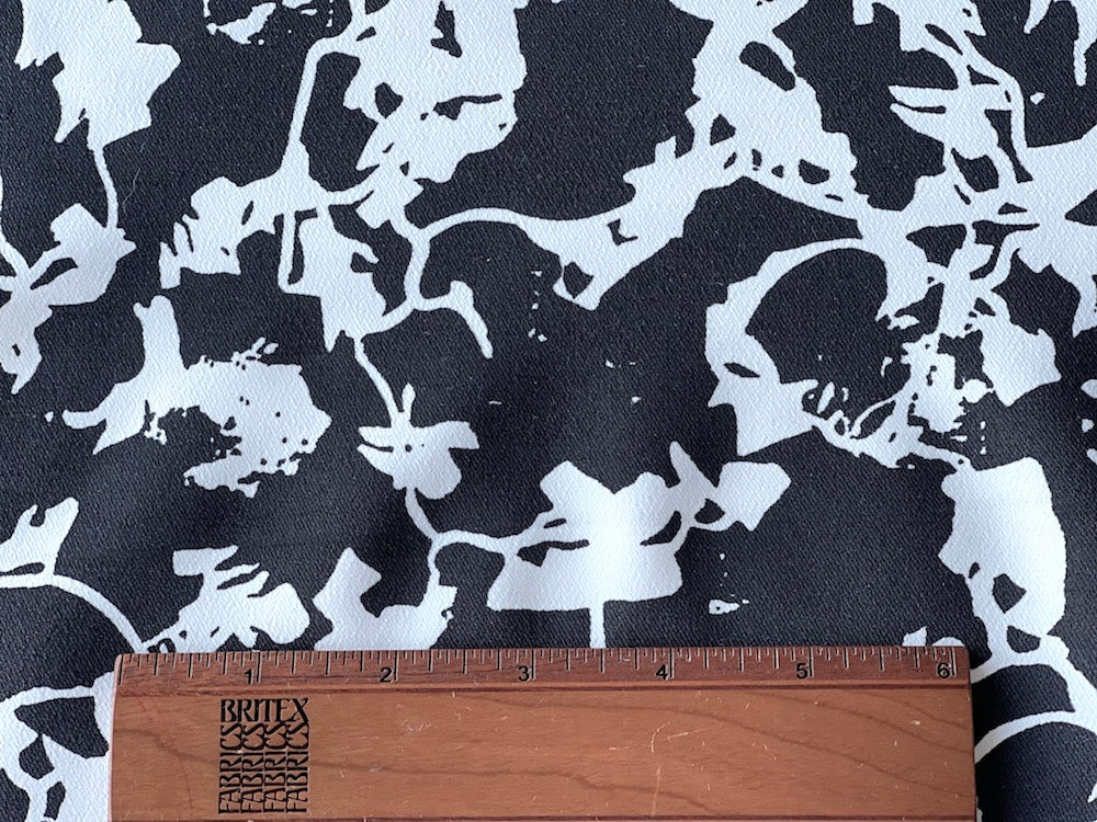 54" Panel - Organically Graphic Black & White Stretch Viscose Twill (Made in Italy)