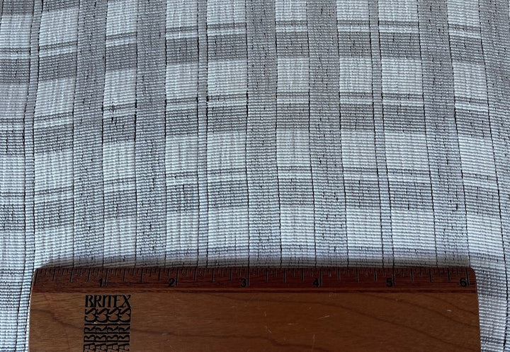 Subtly Checked Pearl Gray & Ivory Stretch Viscose (Made in Italy)