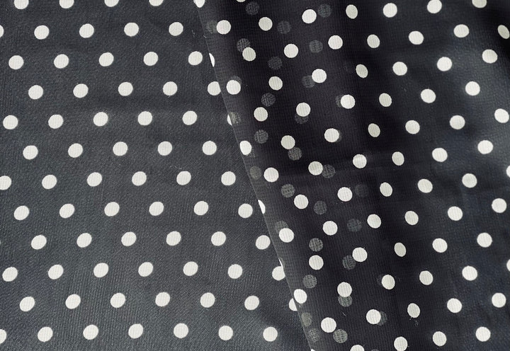 Semi-Sheer Flirty Black & White Polka Dotted Viscose (Made in Italy)