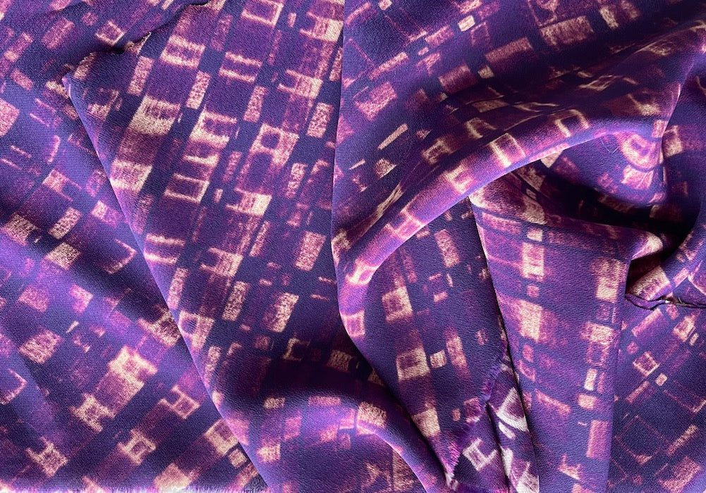 Geometric Amethyst Squared Viscose Crepe (Made in Italy)