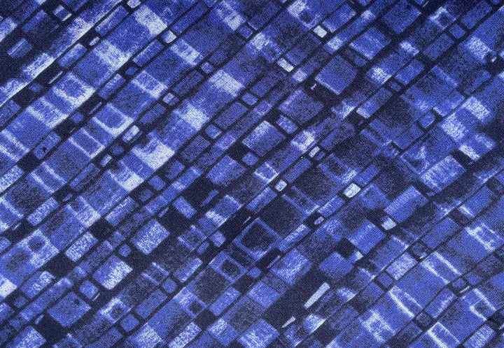 Geometric Iced Cobalt Squared Viscose Crepe (Made in Italy)
