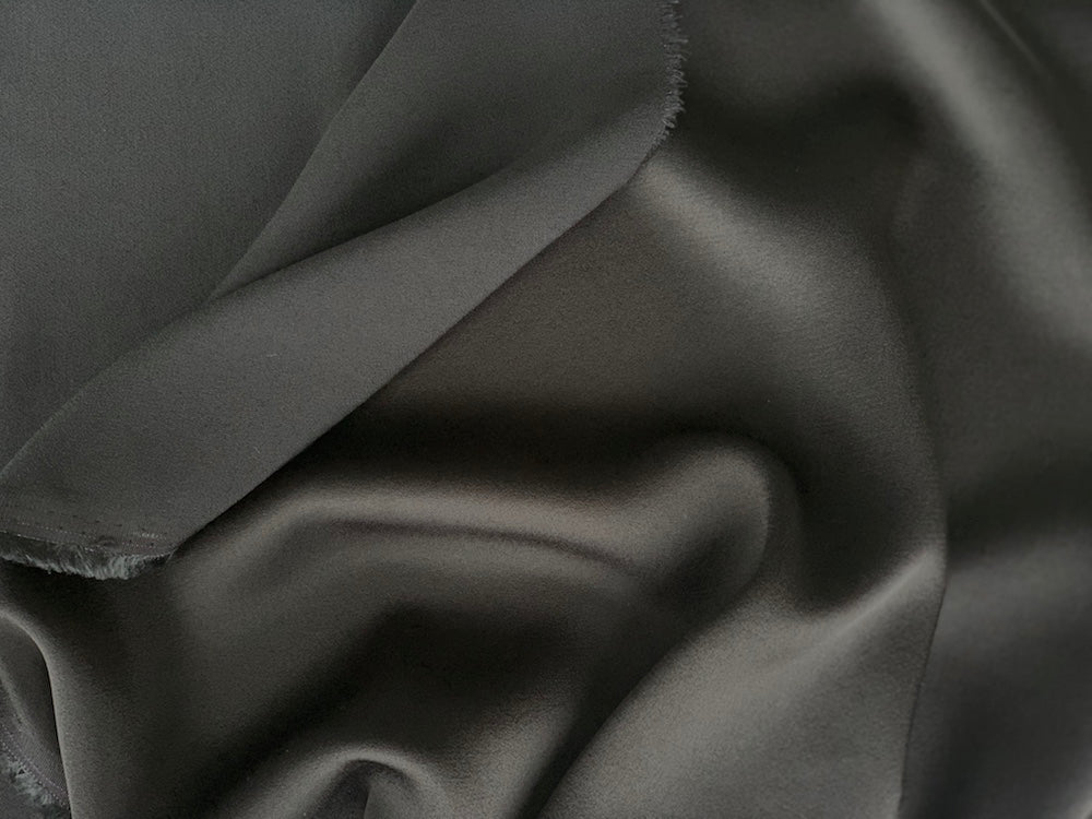 Luxurious Black Viscose Crepe Back Satin (Made in Italy)