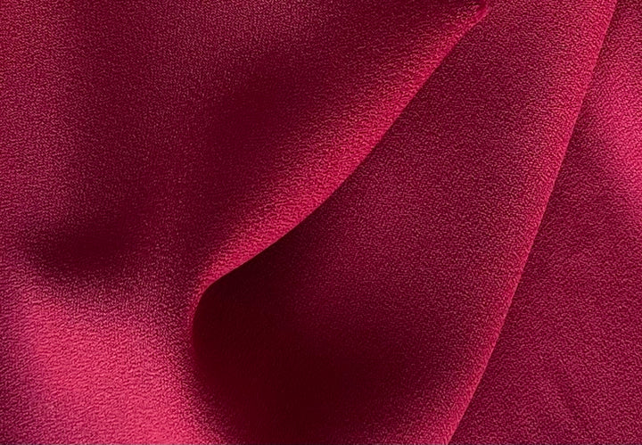 Elegant Cranberry Viscose Blend Crepe (Made in Italy)