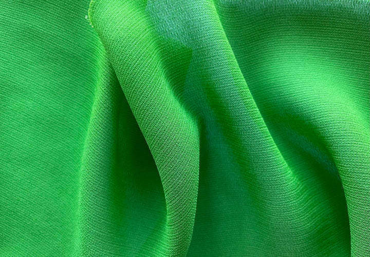 Radiant Parakeet Green Honeycomb Weave Viscose Blend Organza  (Made in Italy)