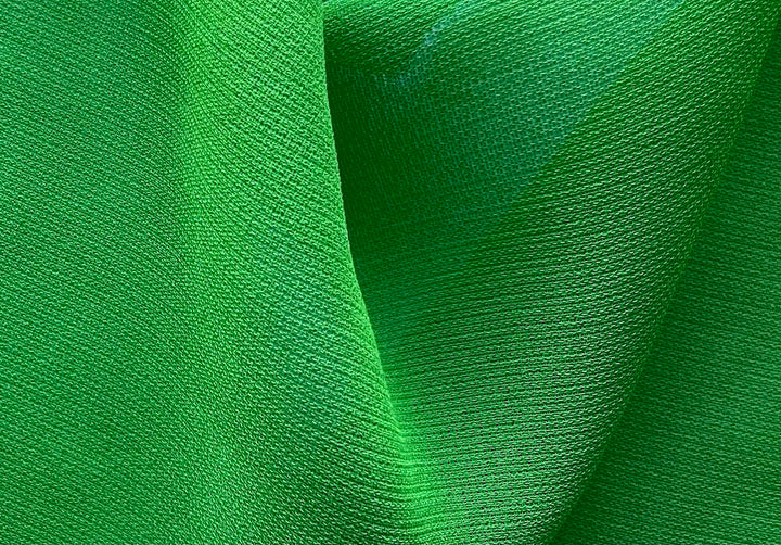 Radiant Parakeet Green Honeycomb Weave Viscose Blend Organza  (Made in Italy)