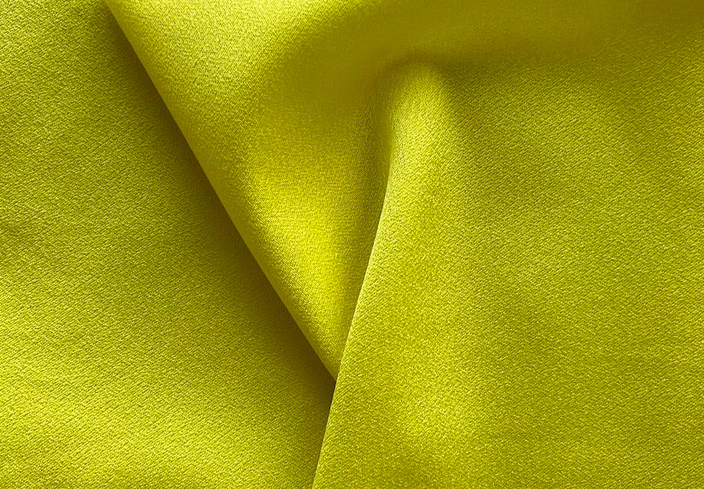 Fluorescent Citrine Yellow Viscose Blend Crepe Back Satin (Made in Italy)