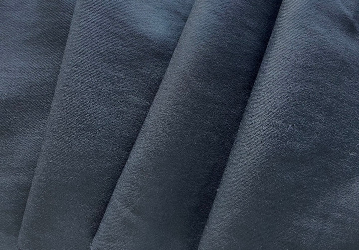 Weathered Dull Black Faux Leather Stretch Viscose  (Made in Italy)