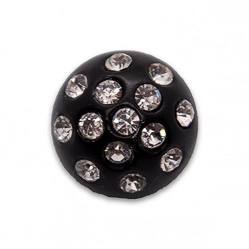 Domed Black & Clear Rhinestone Button (Made in Italy)