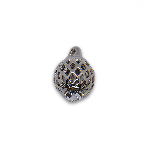1/2" Filigree Silver & Clear Rhinestone Ball Button (Made in Italy)