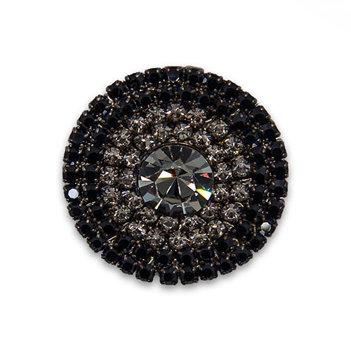 Clustered Jet Black Rhinestone Button (Made in Italy)