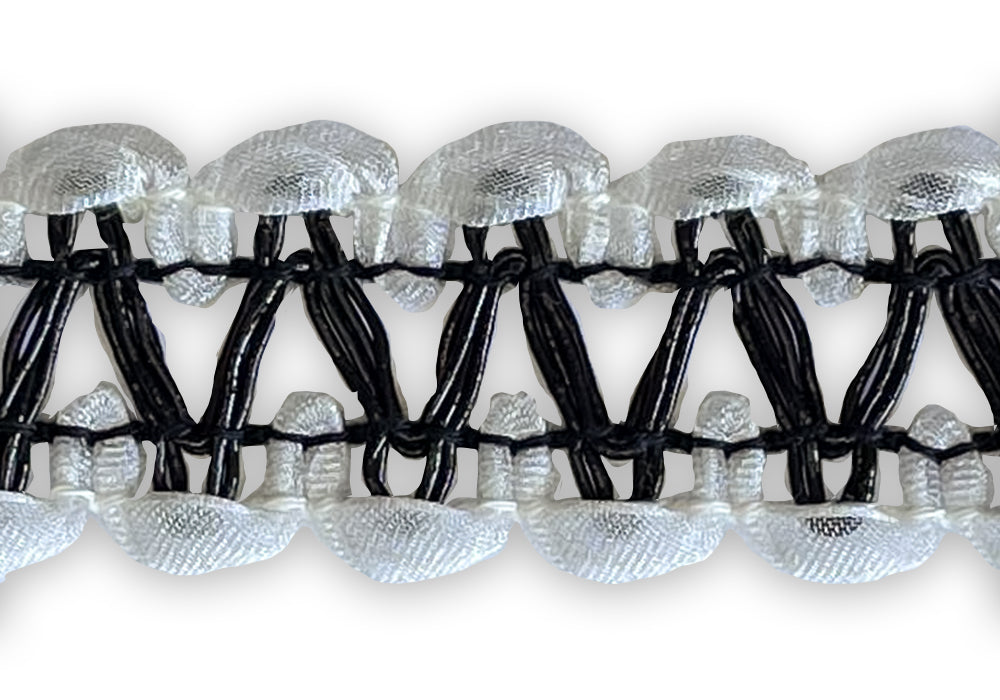 1" Black Open-Weave Zig-Zag Trim (Made in France)