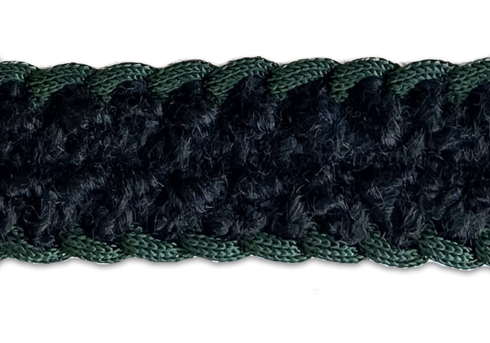 1" Forest & Onyx Textured Braided Trim (Made in France)