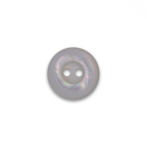 3/8" Wide-Rimmed White Shell Button (Made in Italy)