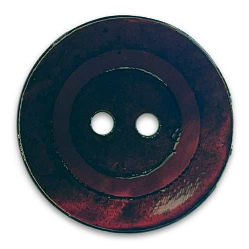 7/8" Burgundy Target 2-Hole Shell Button (Made in Spain)