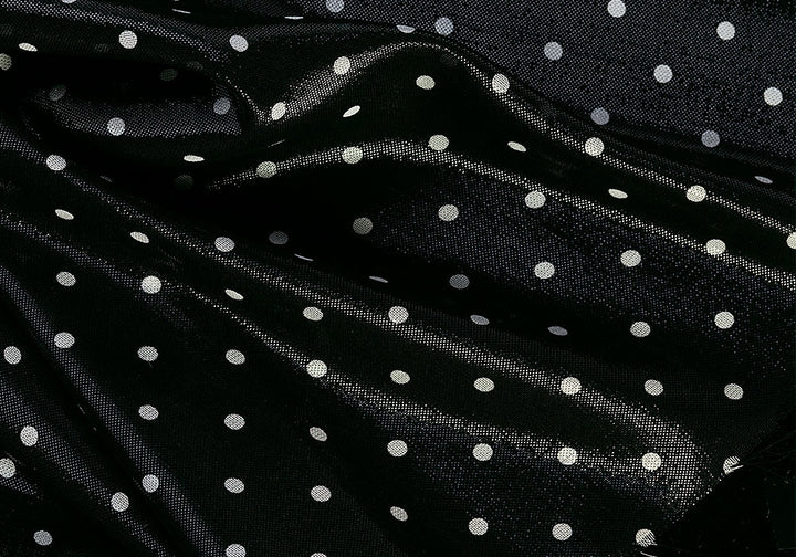 Glamorous Polka-Dotted Metallic Silk Georgette (Made in Italy)