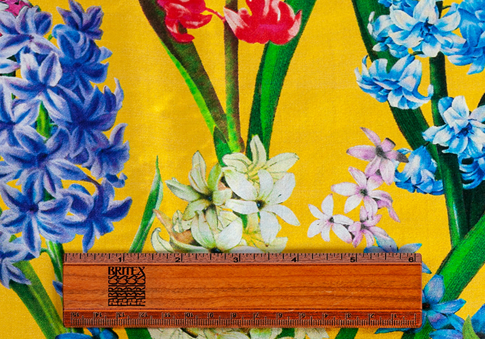 Fragrant Hyacinths on Gold Silk Twill (Made in Italy)