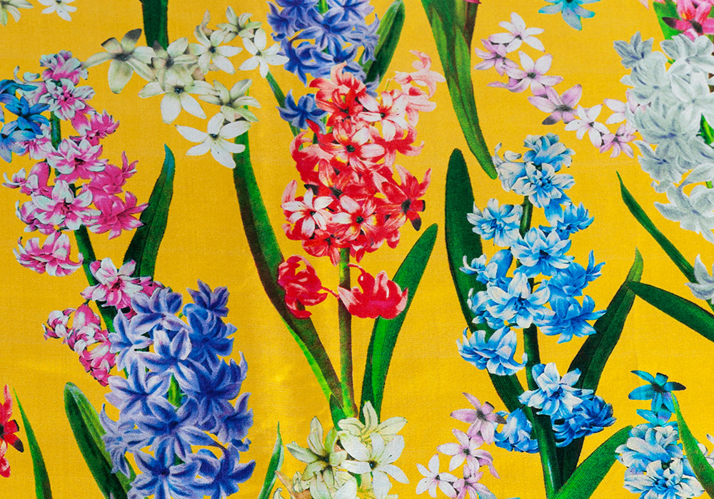 Fragrant Hyacinths on Gold Silk Twill (Made in Italy)