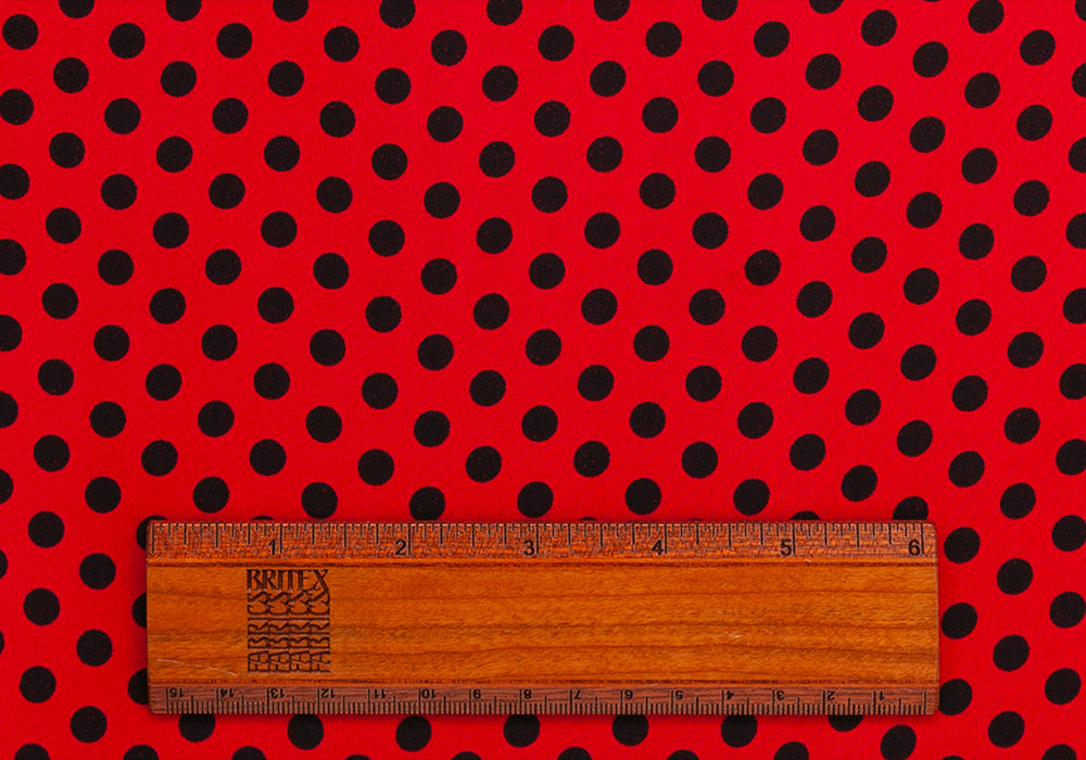 Designer Crimson Dotted Silk Georgette (Made in Italy)