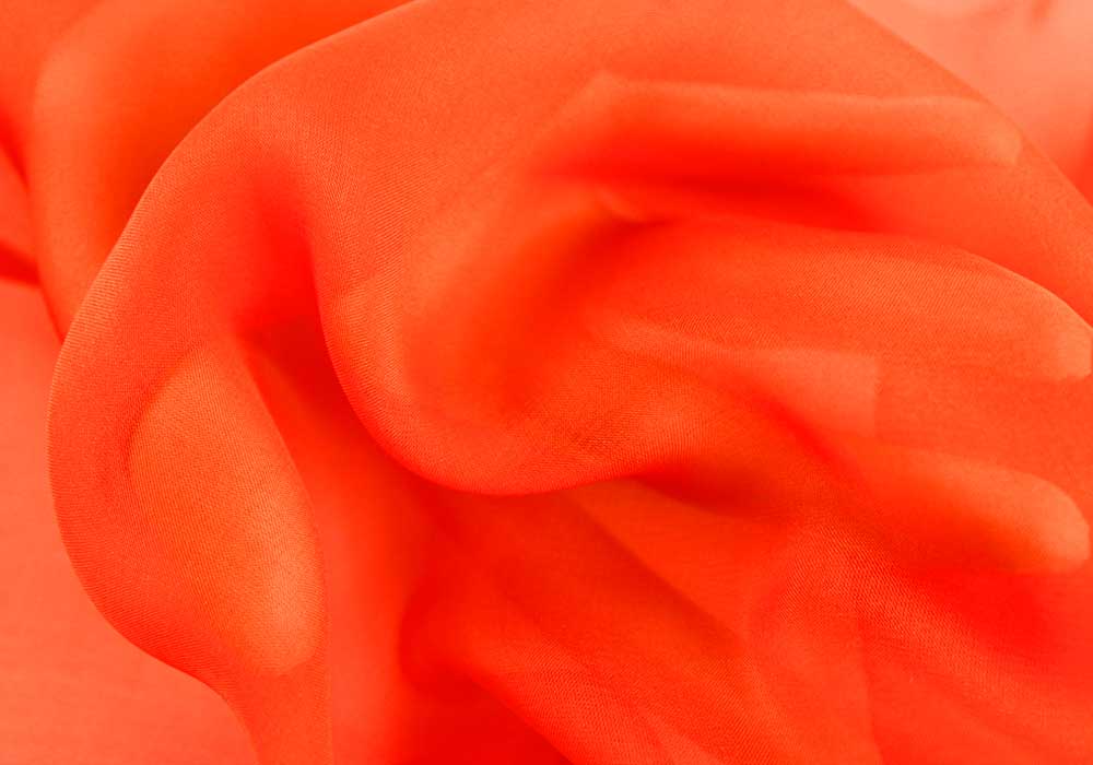 Glowing Tropical Orange Finest Silk Chiffon (Made in Italy)