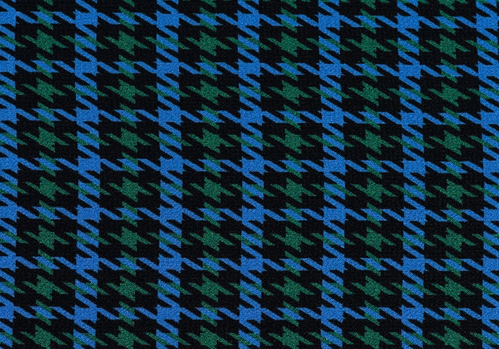 Cobalt & Moss Houndstooth Silk Chiffon (Made in Italy)