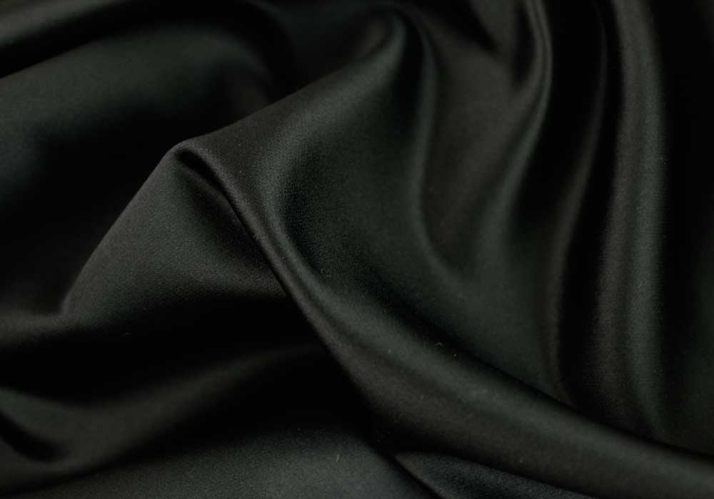 Gleaming Black Silk & Viscose Duchess Satin