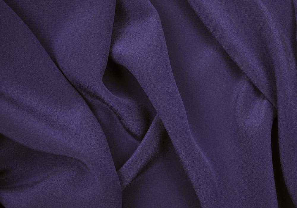 Designer Sapphire Blue Stretch Silk Crepe de Chine