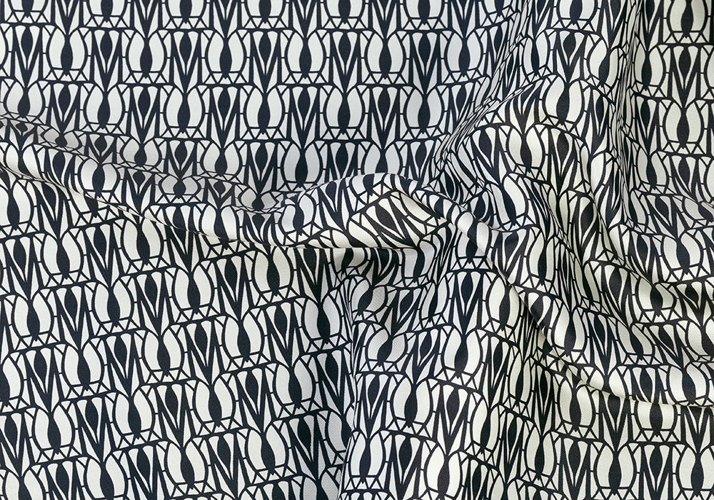 Designer Art Deco-Influenced Silk Twill (Made in Italy)