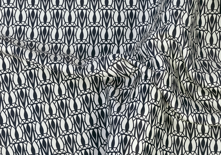 Designer Art Deco-Influenced Silk Twill (Made in Italy)