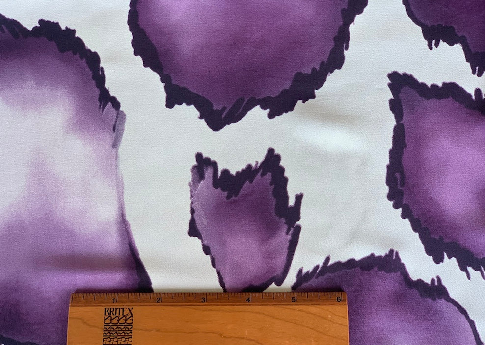 Lilac & Smoke Abstract  Silk Crepe De Chine (Made in Italy)
