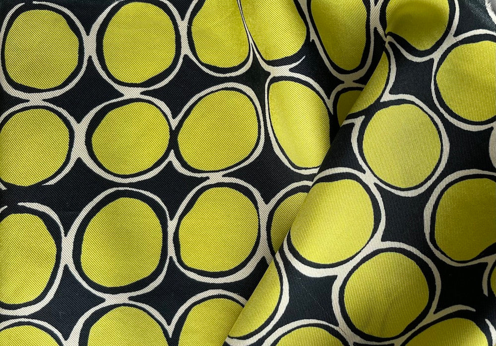 Graphic Lemon Drop Silk Twill (Made in Italy)