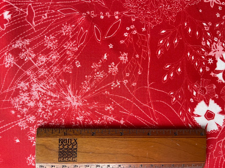 Drapey Cherry Spark Wildflowers Silk Crepe (Made in Italy)