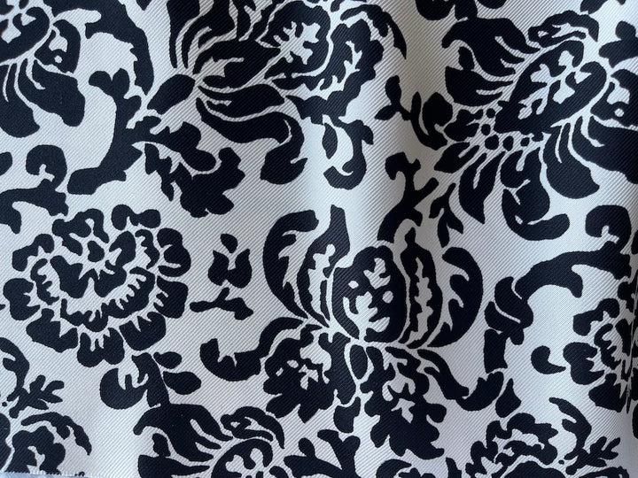Designer Silhouetted Open Lotus Silk Twill (Made in Italy)