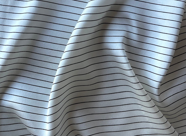 Simply Classic Black & White Striped Stretch Silk Charmeuse